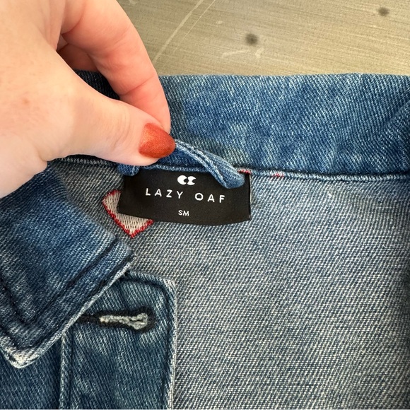 Lazy Oaf Heart Embroidered Jean Jacket size SMALL Rare - Picture 6 of 6